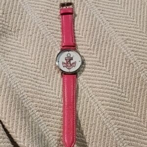 Pink Leather Strap Watch